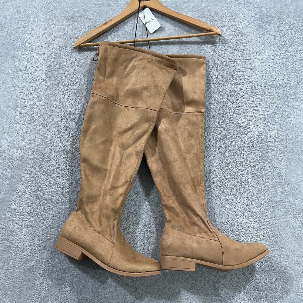 Rue21 Over The Knee Boots Womens Size 10 Faux Suede Drawstring Tie Western
